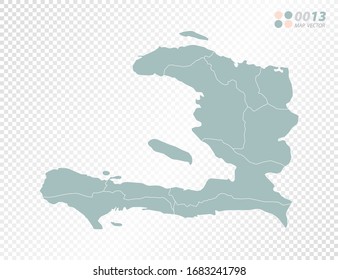 Green vector silhouette of Haiti map on transparent background.