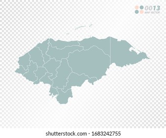 Green vector silhouette of Honduras map on transparent background.