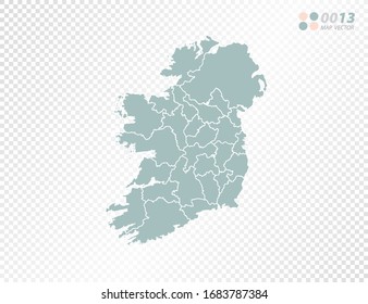 Silueta vectorial verde de Irlanda mapa sobre fondo transparente.