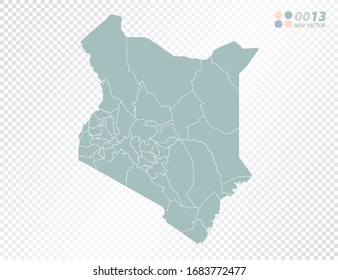 Green vector silhouette of Kenya map on transparent background.