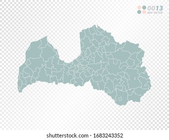 Silueta vectorial verde de Letonia mapa sobre fondo transparente.