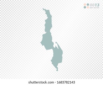 Green vector silhouette of Malawi map on transparent background.