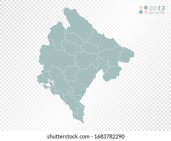 Green vector silhouette of Montenegro map on transparent background.