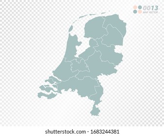 Green vector silhouette of Netherland map on transparent background.