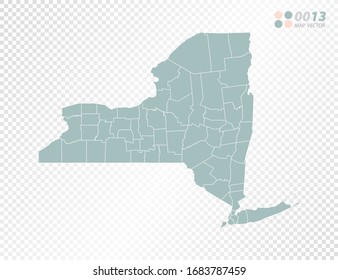 Green vector silhouette of New York map on transparent background.