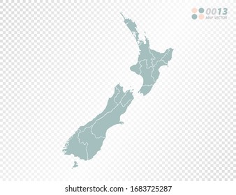 Green vector silhouette of New Zealand map on transparent background.