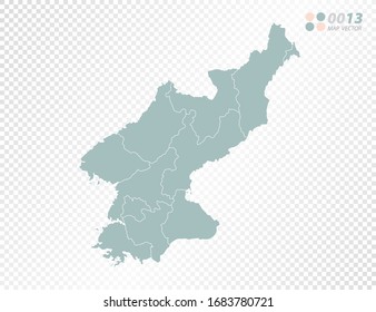 Green vector silhouette of North Korea map on transparent background.
