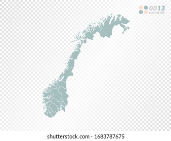 Green vector silhouette of Norway map on transparent background.