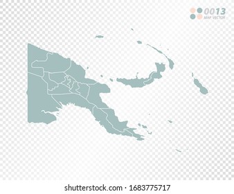 Green vector silhouette of Papua New Guinea map on transparent background.