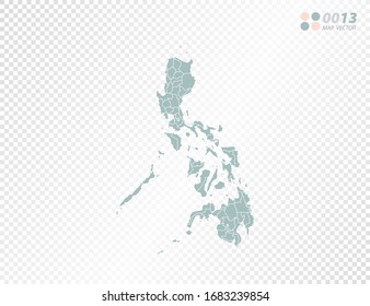 Green vector silhouette of Philippines map on transparent background.