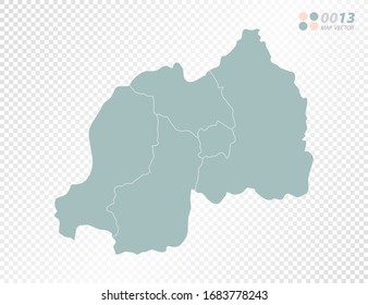 Green vector silhouette of Rwanda map on transparent background.