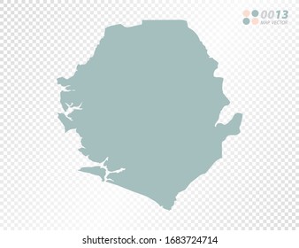 Green vector silhouette of Sierra Leone map on transparent background.