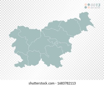 Silueta vectorial verde de Eslovenia mapa sobre fondo transparente.