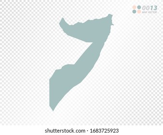 Green vector silhouette of Somalia map on transparent background.
