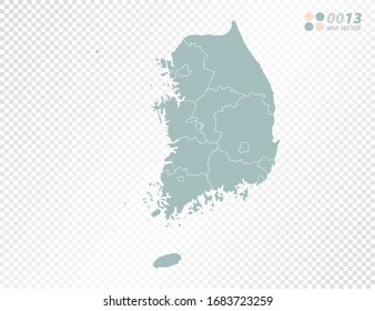 Green vector silhouette of South Korea map on transparent background.