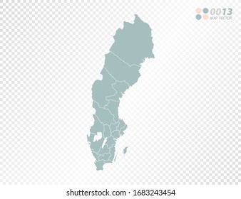 Grüne Vektorillustration Silhouette von Schweden Karte auf transparentem Hintergrund.