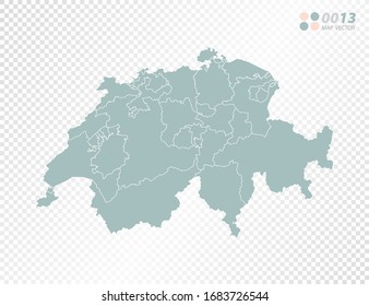 Silueta vectorial verde de Suiza mapa sobre fondo transparente.