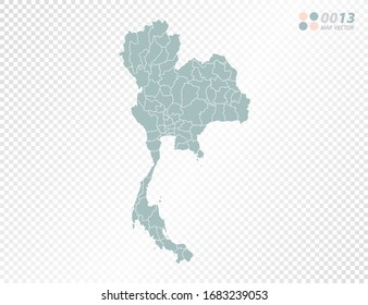Green vector silhouette of Thailand map on transparent background.