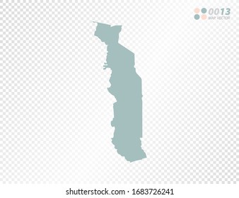 La silueta vectorial verde de Togo mapa de fondo transparente.