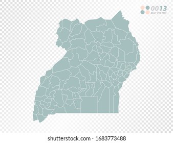 Grüne Vektorillustration Silhouette von Uganda Karte auf transparentem Hintergrund.