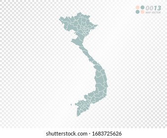 Green vector silhouette of Vietnam map on transparent background.