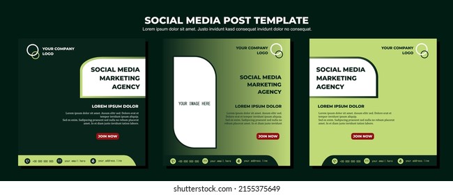 Green Vector Social Media Post Template, vector art illustration and text, Simple and Elegant Design Full Color