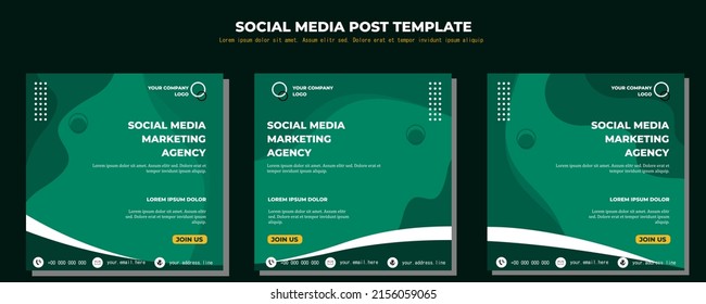 Green Vector Social Media Post Template, vector art illustration and text