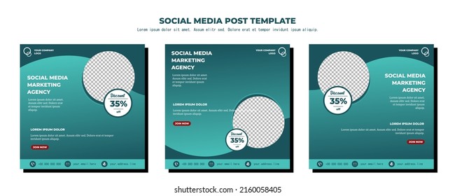 Green Vector Social Media Post Template, vector art illustration and text