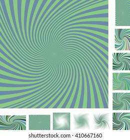 Green vector spiral design background set. Different color, gradient, screen, paper size versions.