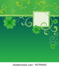 green vector St. Patrick day frame with clover