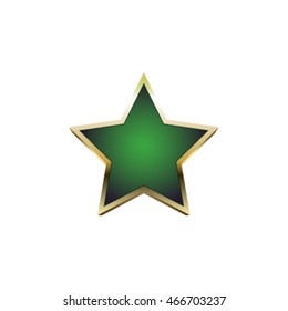 green vector star with gold border, on transparent background