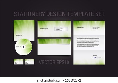 Green vector stationery design template set