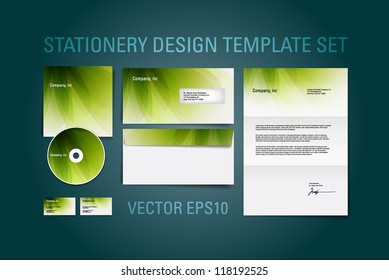 Green vector stationery design template set