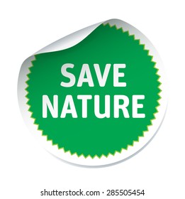 Green vector sticker SAVE NATURE