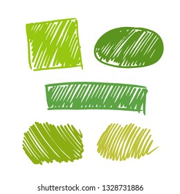 green vector  strokes of marker on white background 