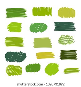 green vector  strokes of marker on white background 