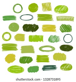 green vector  strokes of marker on white background 