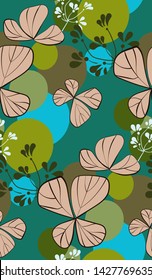 green vector stylized modern seamless floral pattern