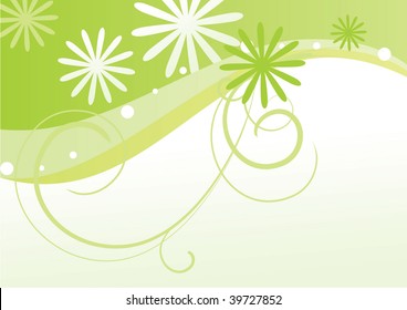 green vector summer banner frame with flowers