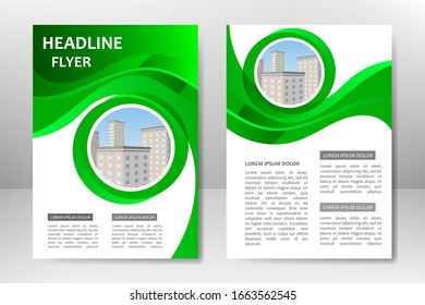 Green vector template design for business brochure, flyer, poster, booklet, presentation, annual report, magazine cover, team educational training. A4