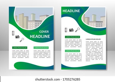 Green vector template design for business brochure, flyer, poster, booklet, presentation, annual report, magazine cover, team educational training. A4