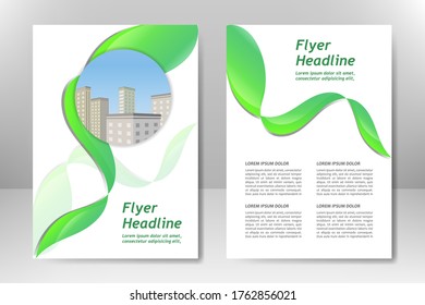Green vector template design for business brochure, flyer, poster, booklet, presentation, annual report, magazine cover, team educational training. A4