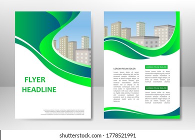 Green vector template design for business brochure, flyer, poster, booklet, presentation, annual report, magazine cover, team educational training. A4