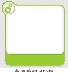 green vector text boxes with cogwheels
