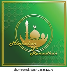 green vector that reads marhaban ya ramadhan for digital needs in the holy month of ramadan