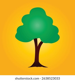 Green vector tree illustration with leaves, perfect for nature and ecological designs