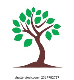 Green vector Tree with Roots illustration. on a white background.