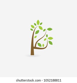 Green vector trees and roots. Vector illustration. Plant.