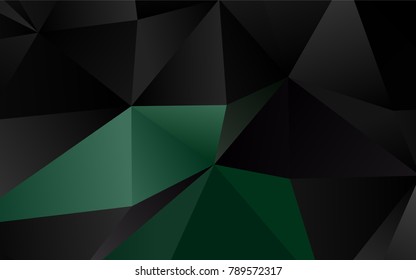 Green vector triangle mosaic pattern. Shining colored illustration in a brand-new style. The template can be used as a background for cell phones.