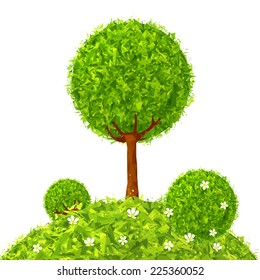 Green vector triangles abstract isolated tree